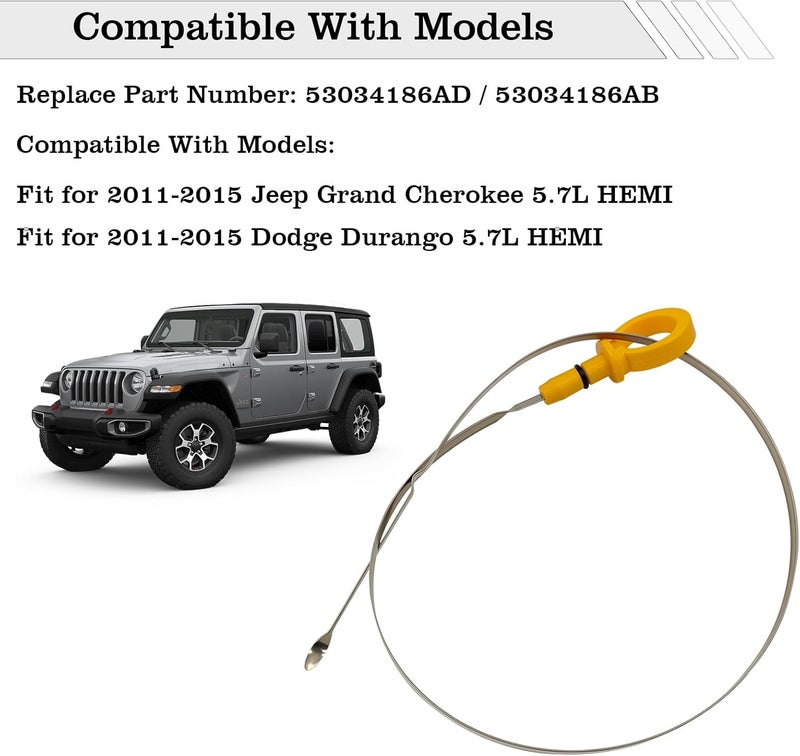 FBLOWMOD 53034186AD Engine Oil Dipstick Indicator, Compatible with 2011-2015 Jeep Grand Cherokee Dodge Durango 5.7L HEMI Engine Oil Fluid Level Dip Stick Replace 53034186AB - Image 2